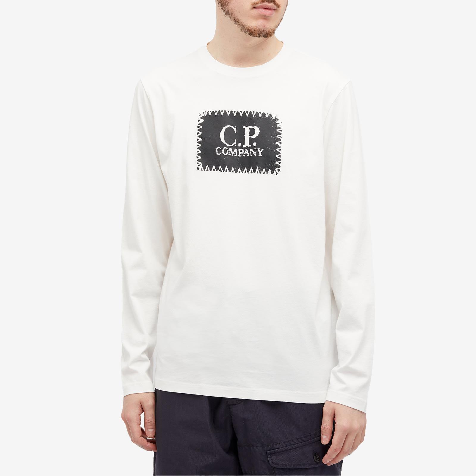 C.P. Company Box Logo Longsleeve T-Shirt in White for Men C.P. Company Box Logo Longsleeve T-Shirt in White for Men