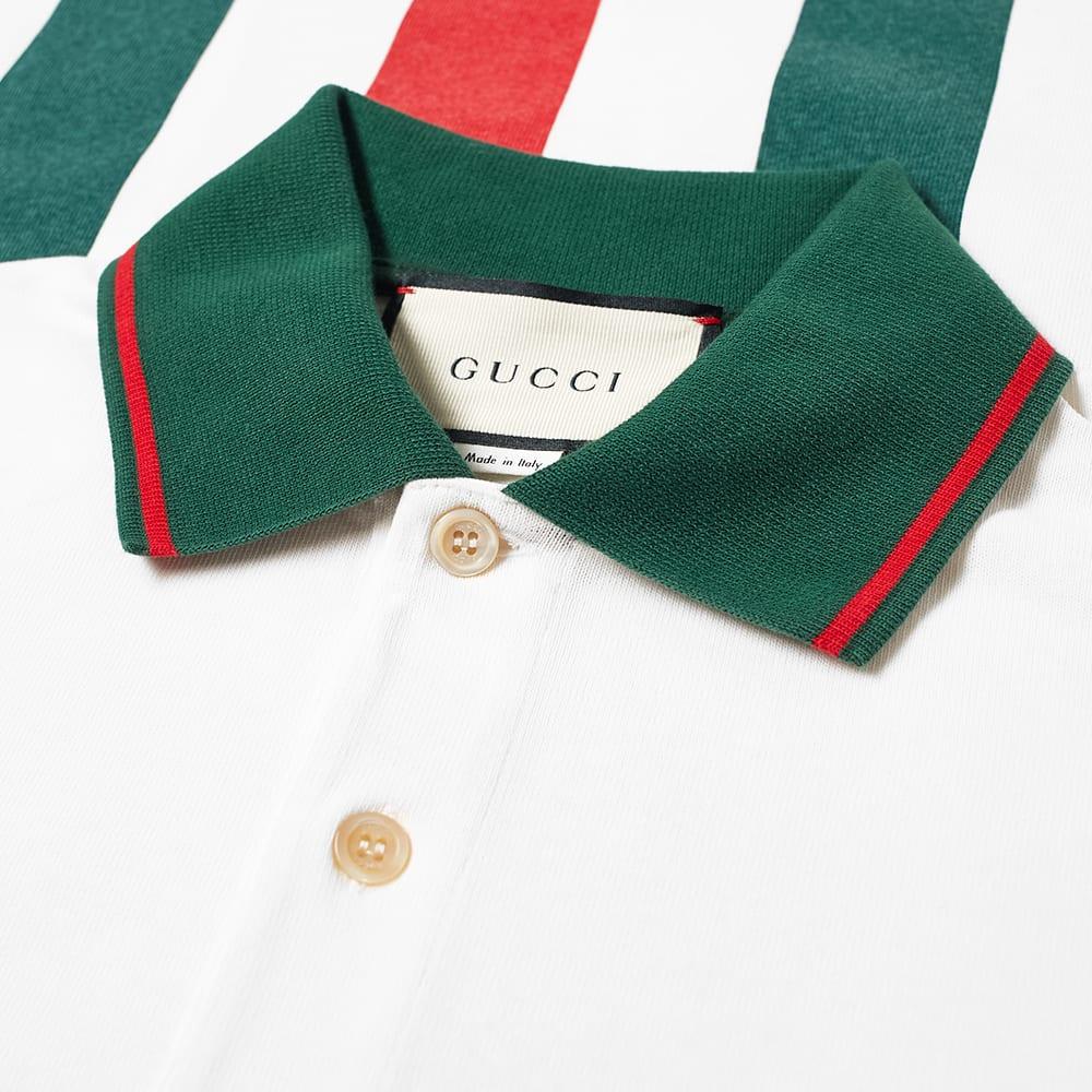 Gucci Synthetic GG Stripe Jersey Polo in White for Men - Lyst