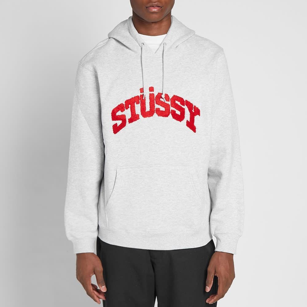 Stussy chenille arch hoodie grey Clearance