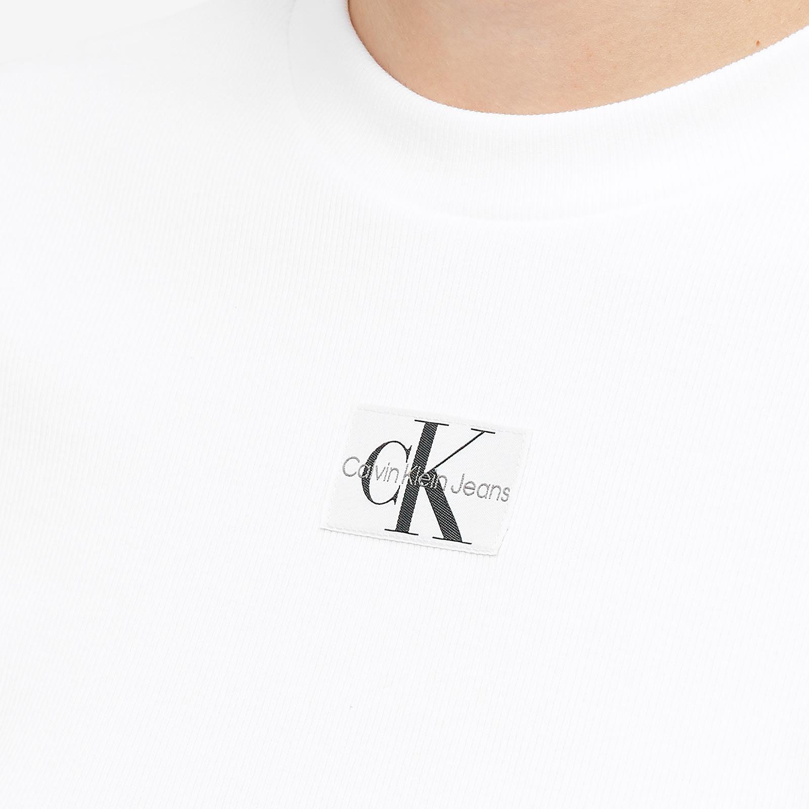Calvin Klein T-shirt Lyst in | Rib White Badge
