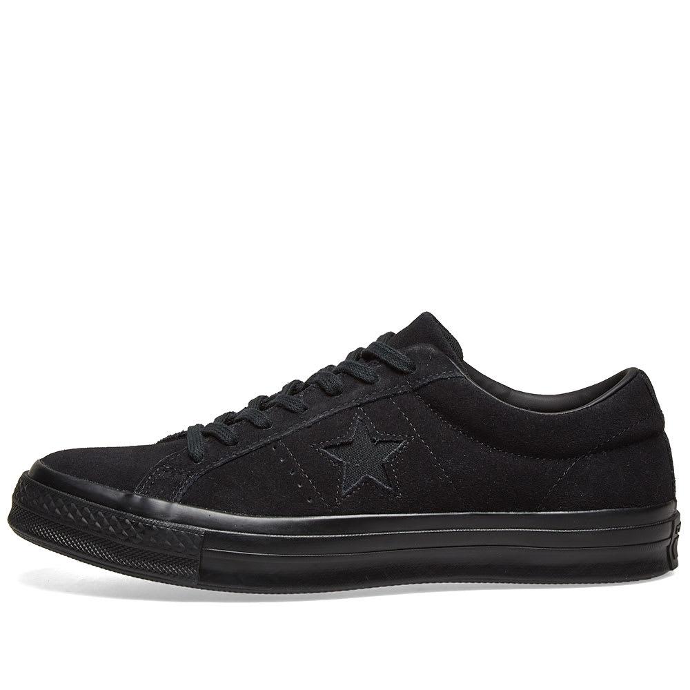 converse black mono one star ox suede trainers