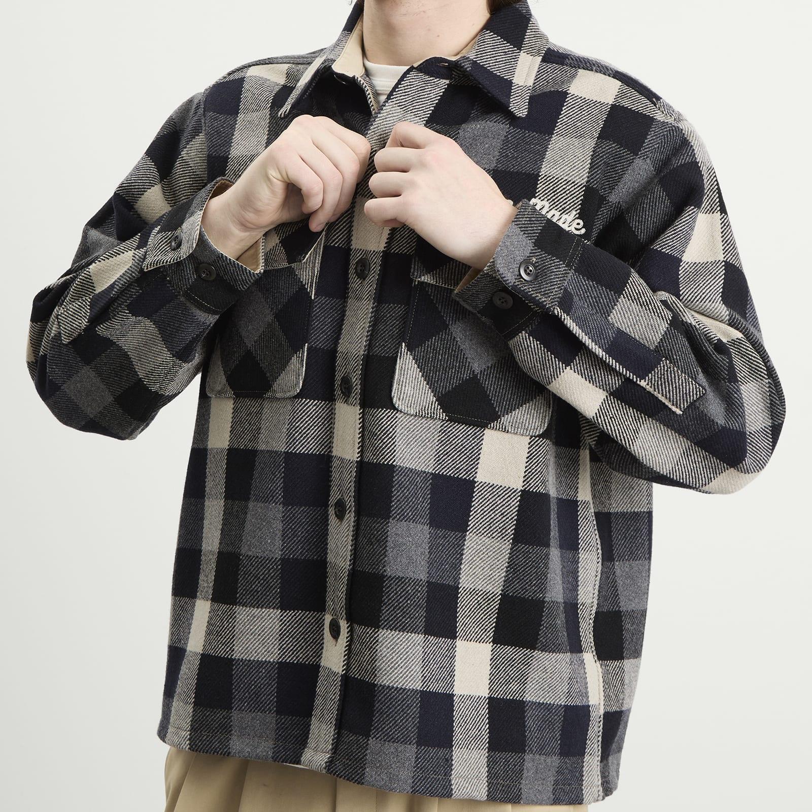 Human Made Wool Check Shirt Jacket in Black for Men | Lyst Australia