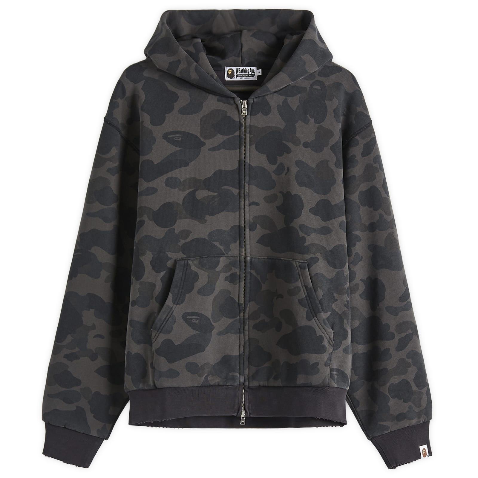 トップス 1STCAMOHEAVY WASH CROPPED FIT ZIP HOODIE BAPE 1st Camo Heavy Wash Cropped Fit Zip Hoodie Black Men's