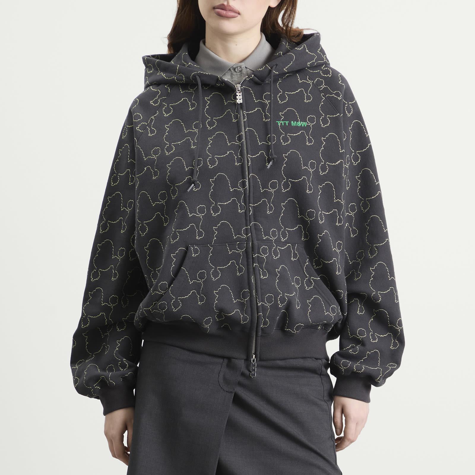 TTT MSW Dog Embroidery Zip Up Hoodie in Grey | Lyst UK