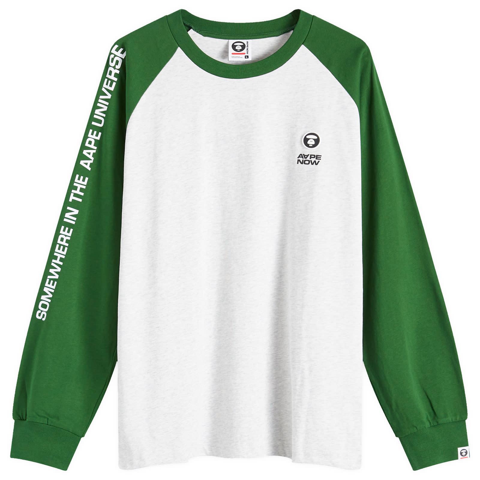 Aape By A Bathing Ape Aape Now Raglan Long Sleeve T-Shirt in Green