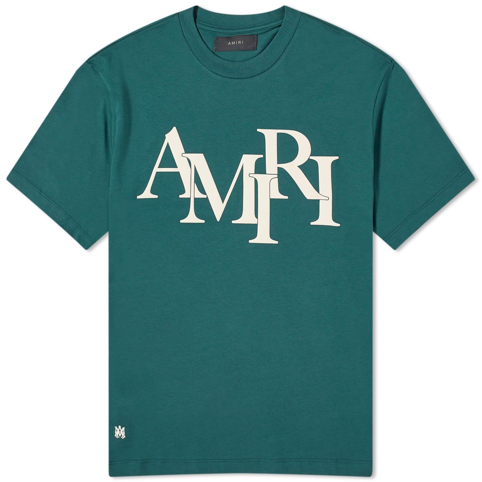 Amiri Staggered Logo T-Shirt in Green for Men | Lyst