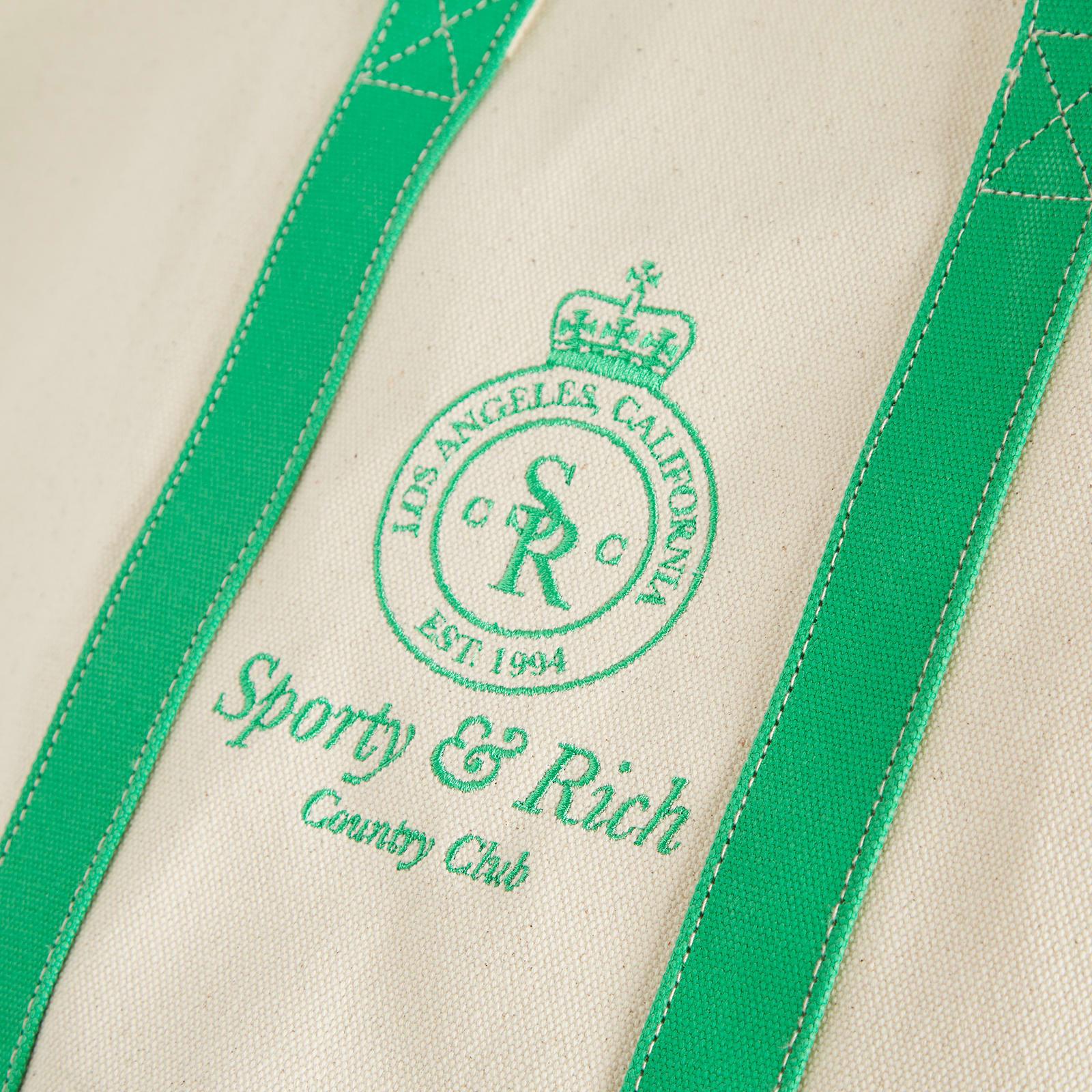 Sporty&Rich｜ (Crown Logo XL Tote Bag - Natural/Verde (B Crown Logo Club Tote Bag - Verde/White – Sporty & Rich