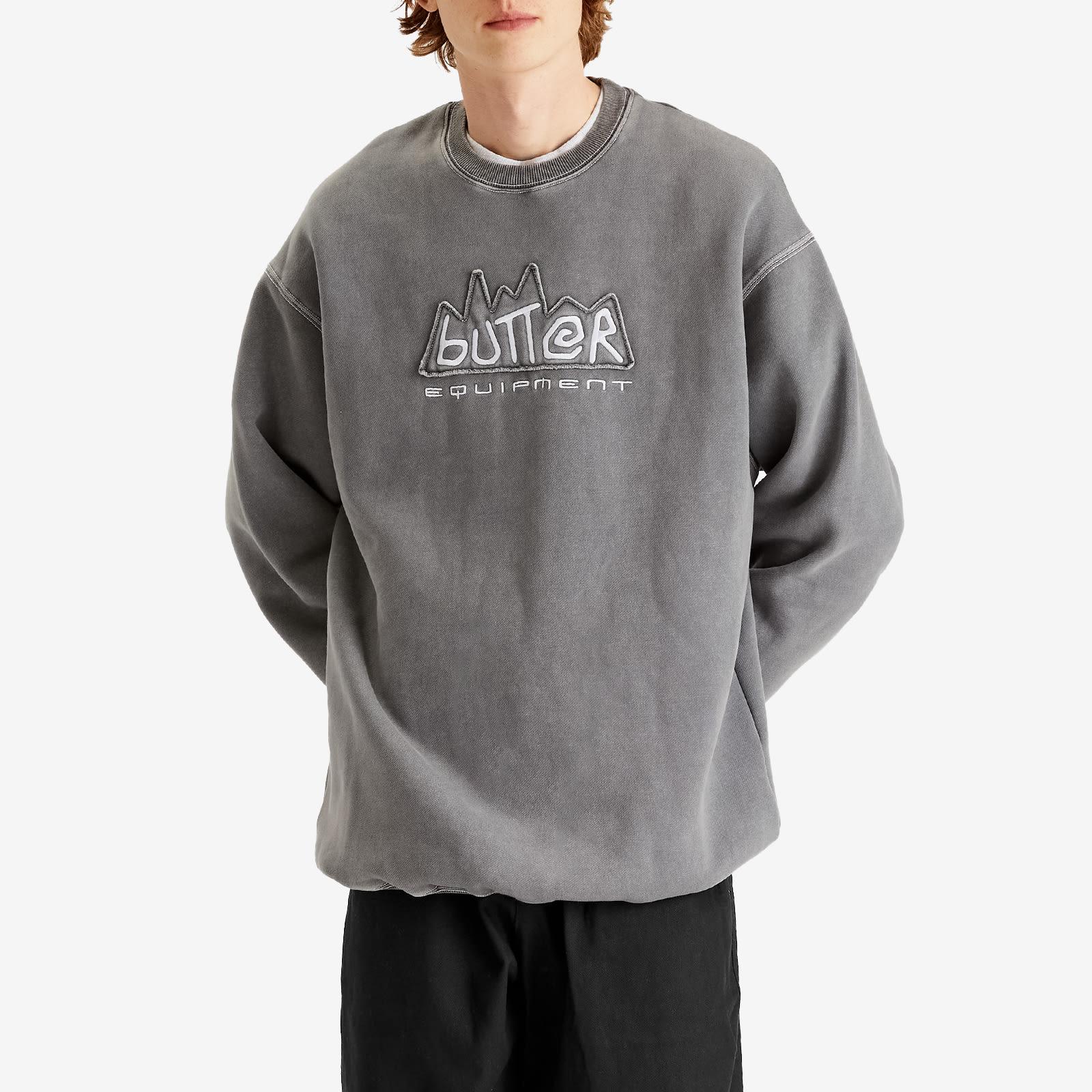 【BUTTER GOODS】 Equipment Applique Crewneck, Washed Black Equipment Applique Crewneck, Washed Black – Butter Goods USA