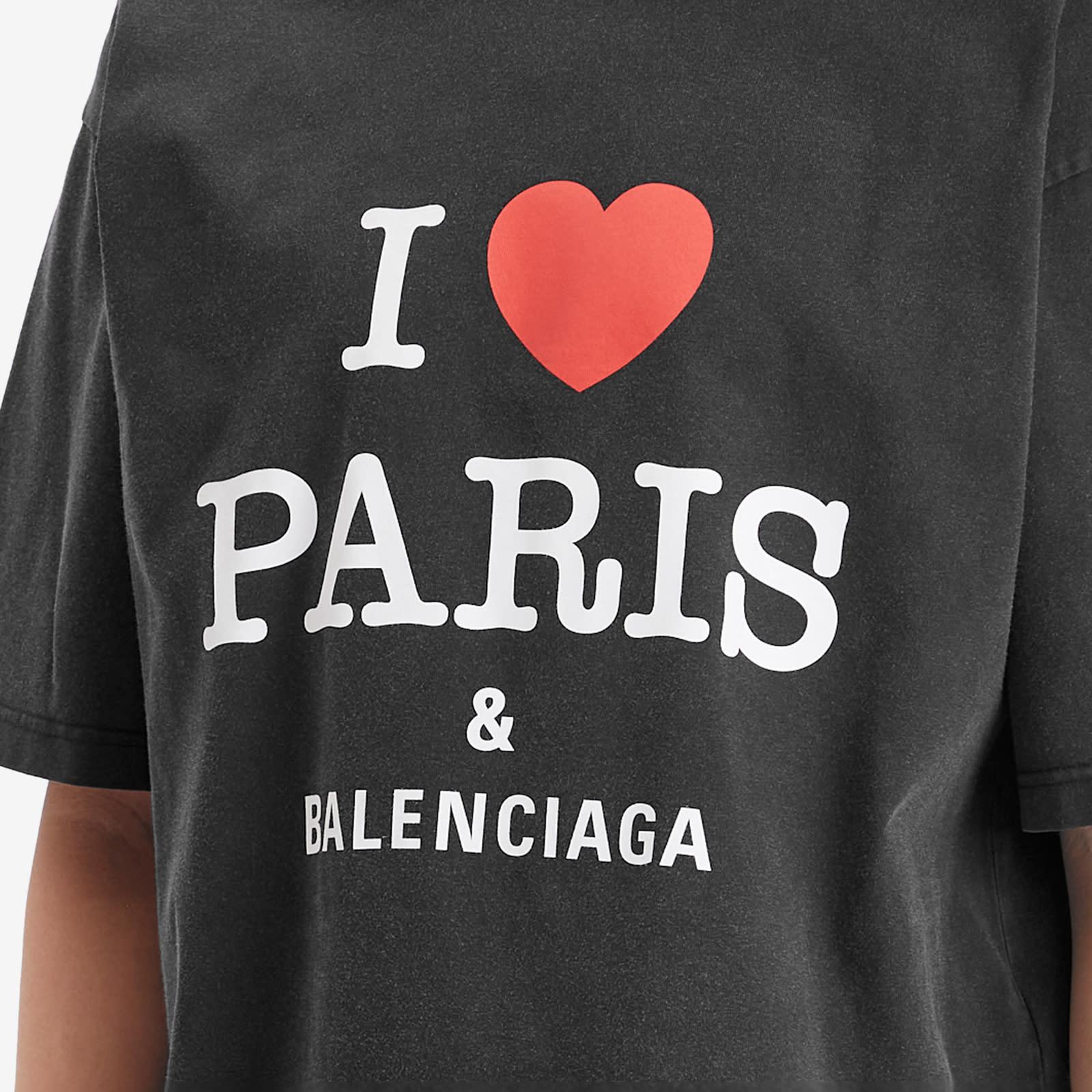 Balenciaga I Heart Paris Fit Faded Wash T-Shirt in Black for Balenciaga I Heart Paris Fit Faded Wash T-Shirt in Black for