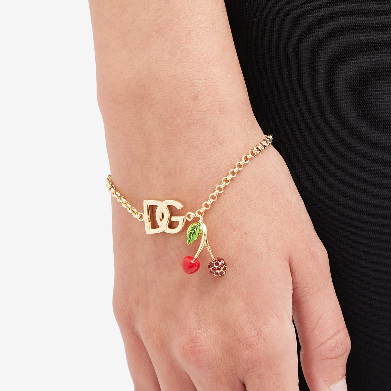 Dolce & Gabbana DG Logo Crystal Embellished Bracelet Gold