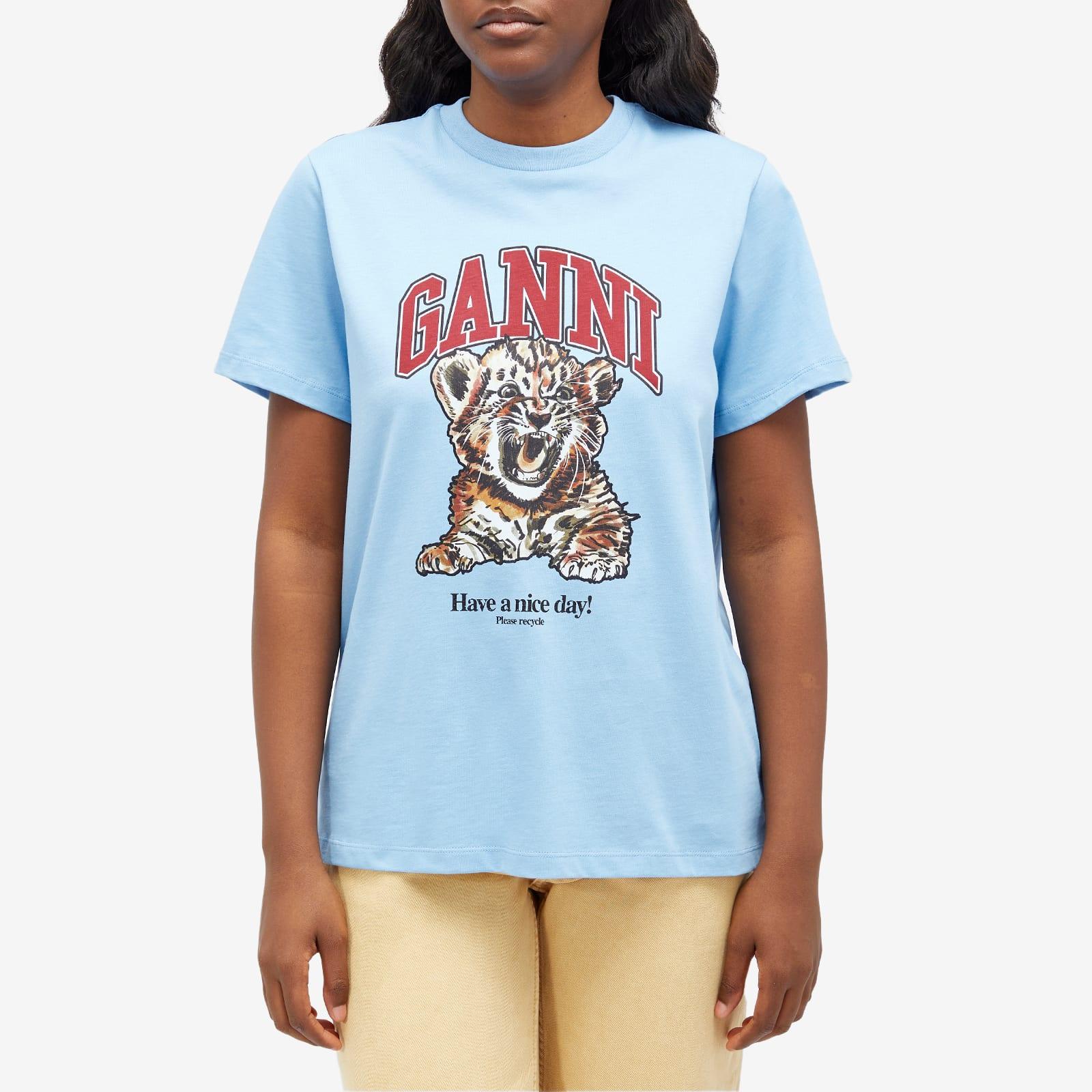 Tシャツ・カットソー GANNI Basic Cotton Jersey Animals Relaxed T-Shirt BASIC COTTON JERSEY ANIMALS RELAXED T-SHIRT cat dog bunny