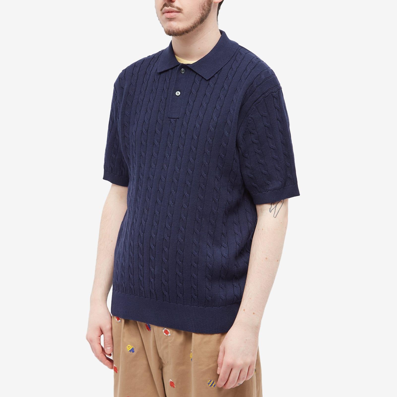 Beams Plus Cable Knitted Polo Shirt in Blue for Men | Lyst
