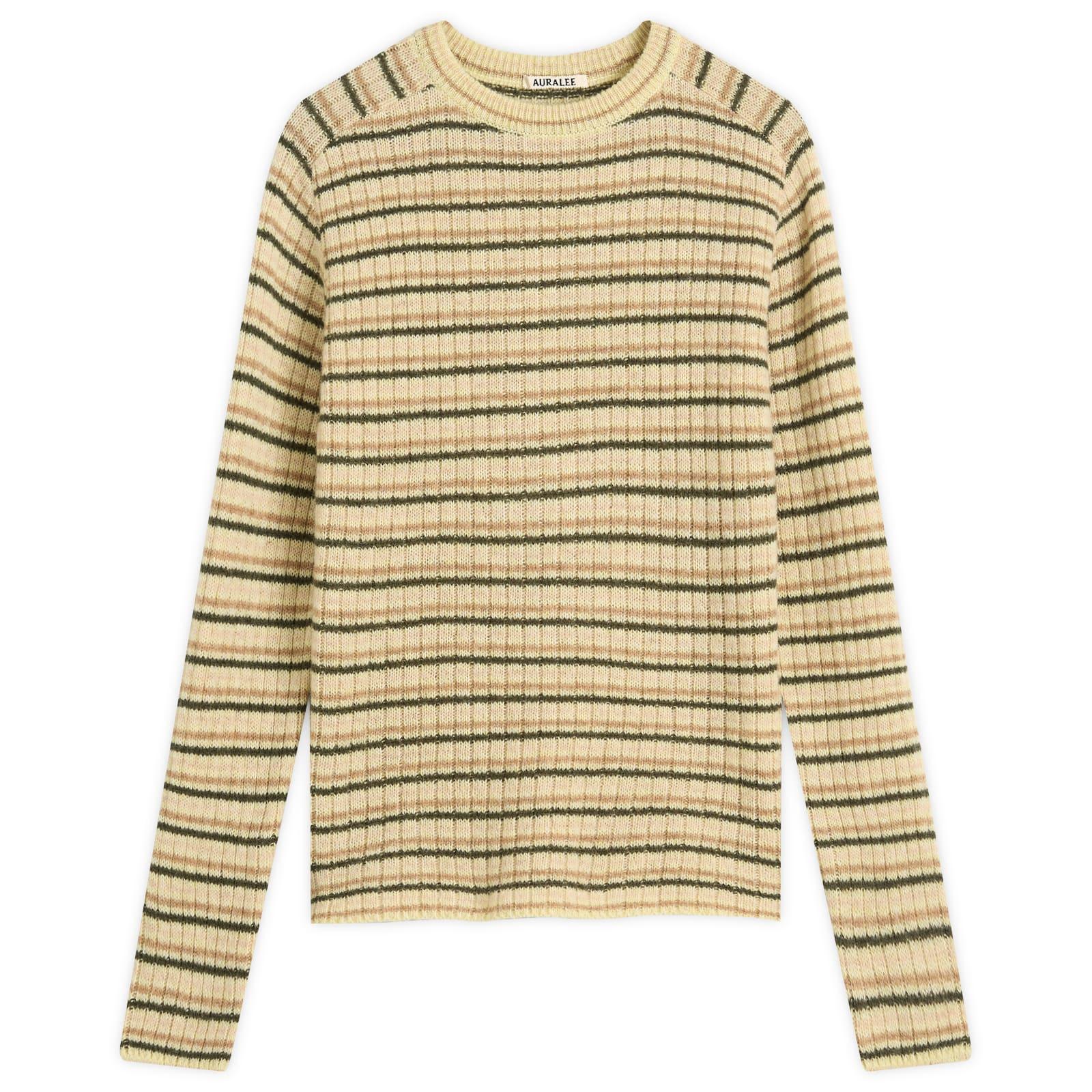AURALEE Shetland Wool Cashmere Rib Knit P/O in Yellow for Men | Lyst