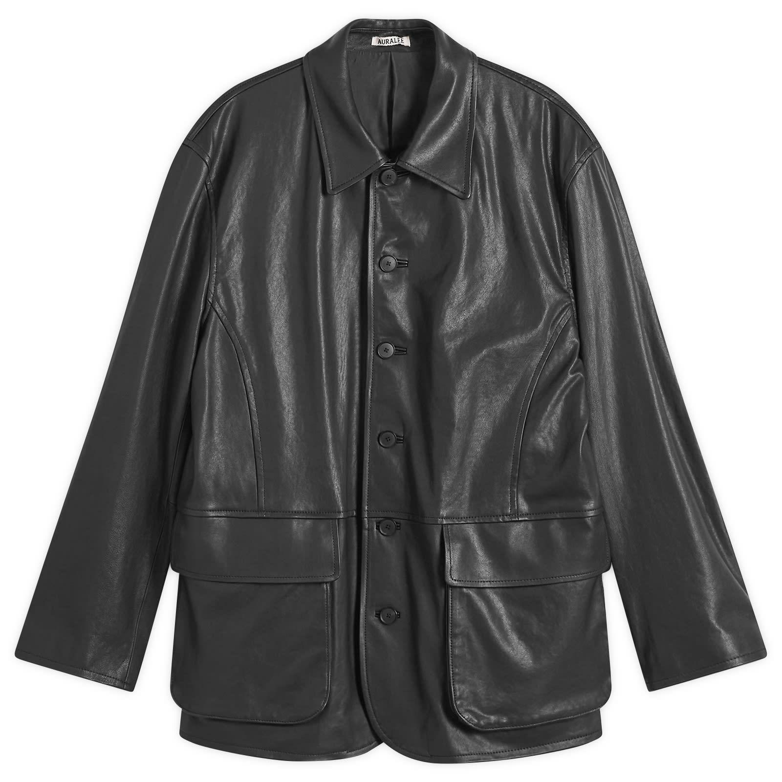 AURALEE Textured Lamb Leather Blouson in Gray for Men | Lyst