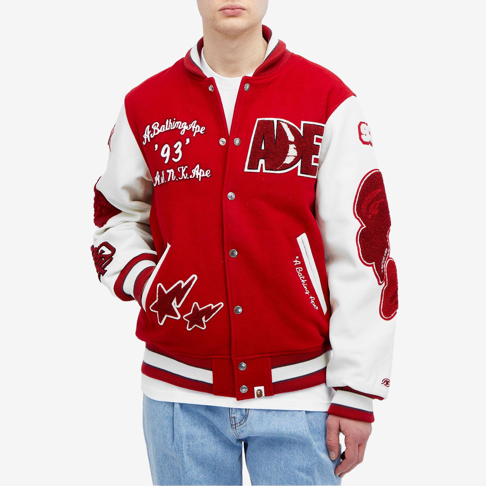 Bape varsity jacket red best sale