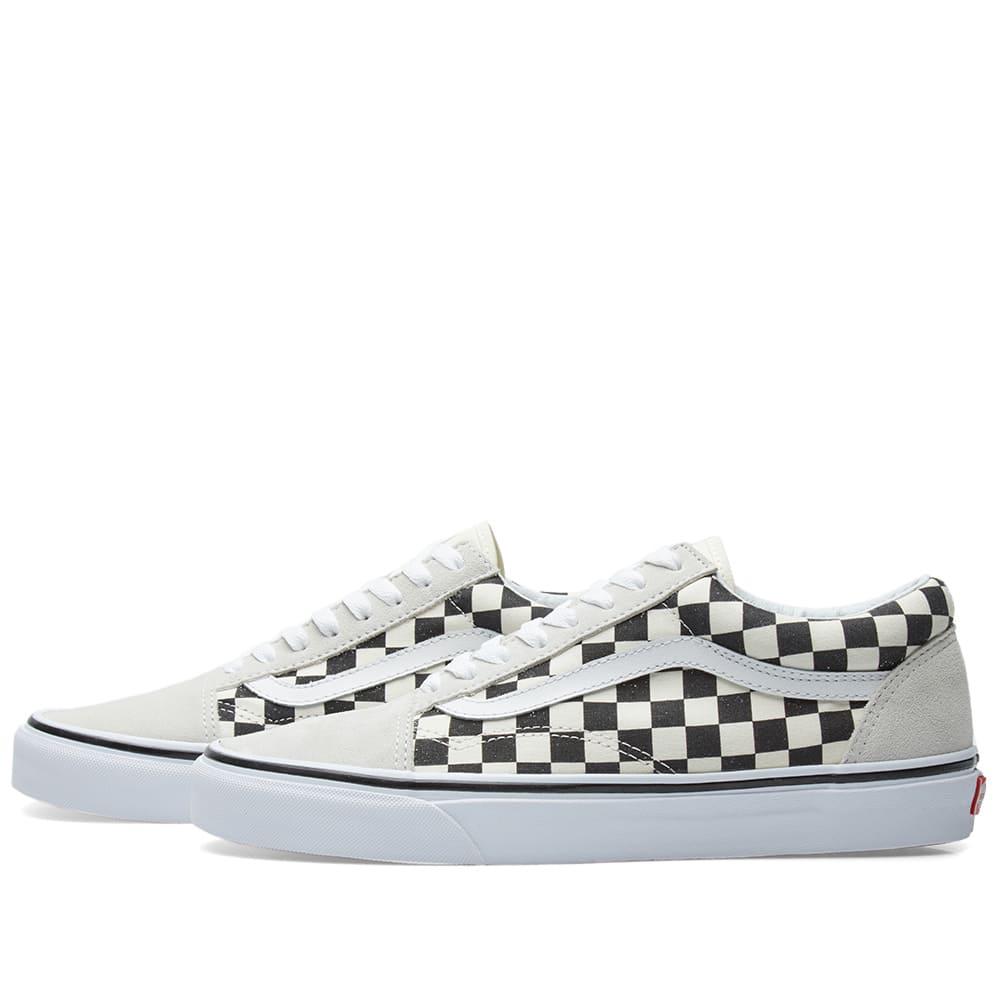 white old skool vans checkered