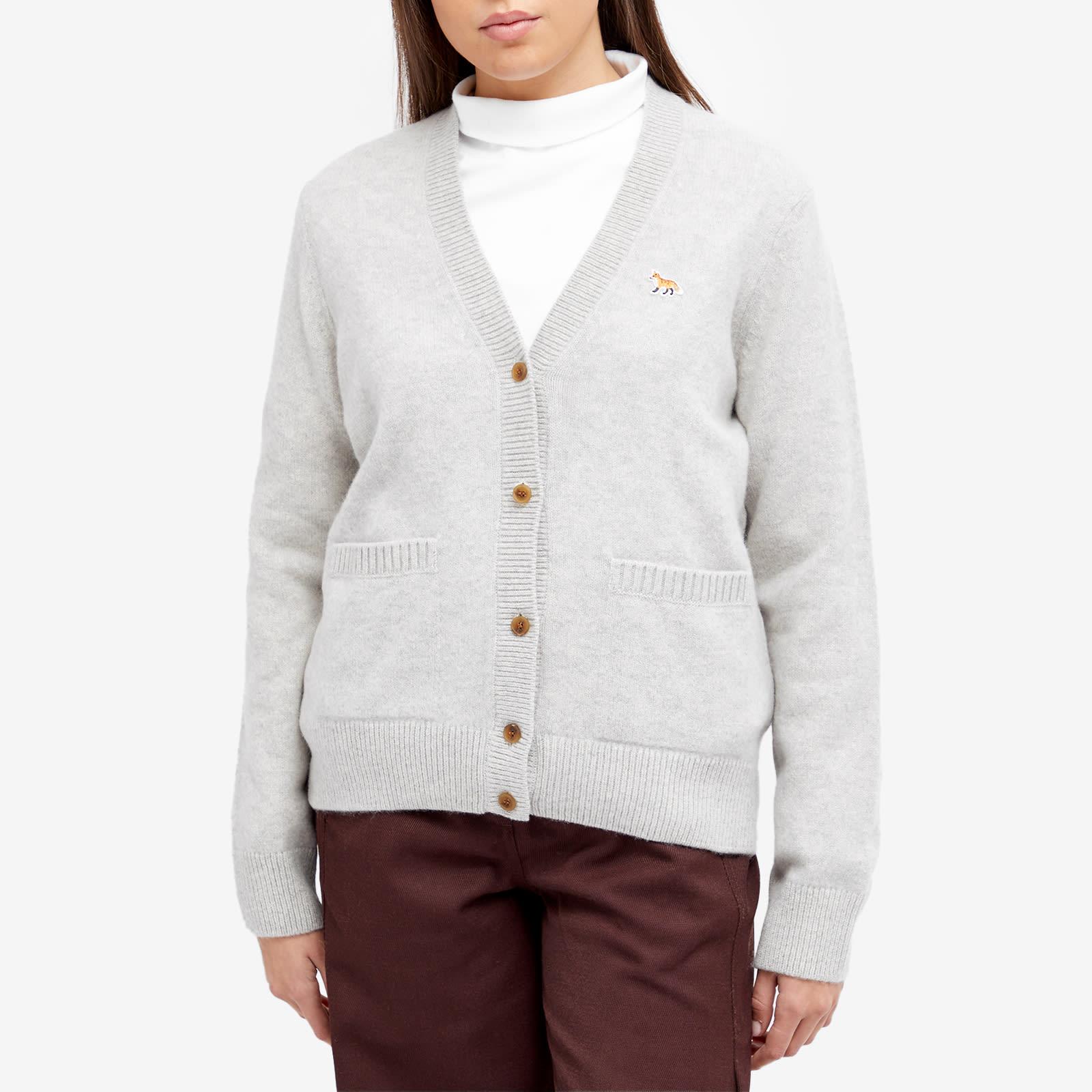 Maison Kitsuné Baby Fox Patch Boxy Cardigan in White | Lyst Canada