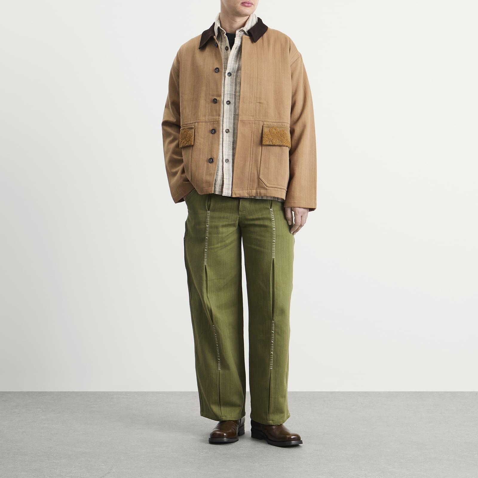 Kartik Research Hand Embroidered Shaanti Pant in Green for Men 