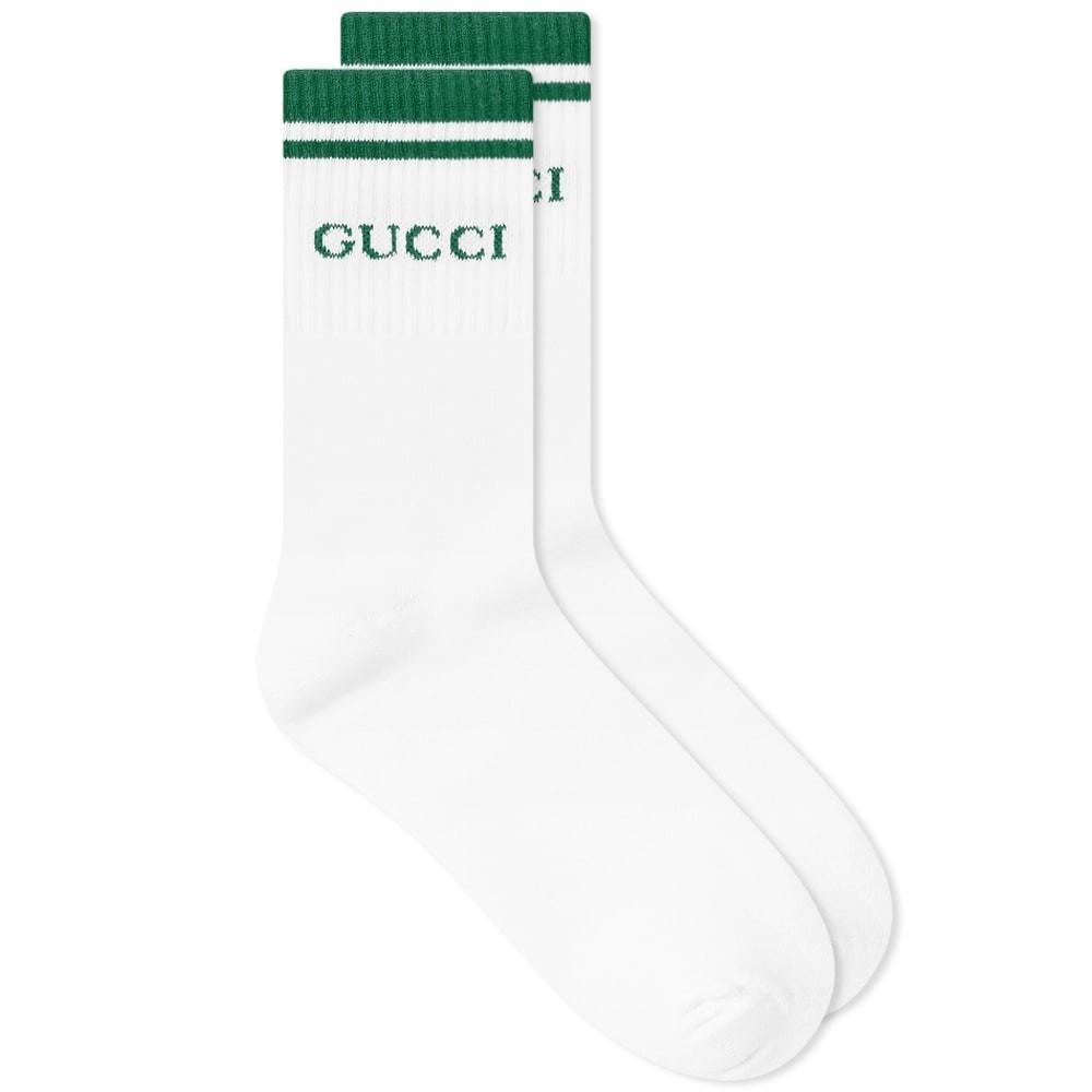 Gucci Cotton Logo Sports Sock in White & Green (White) for Men - Lyst