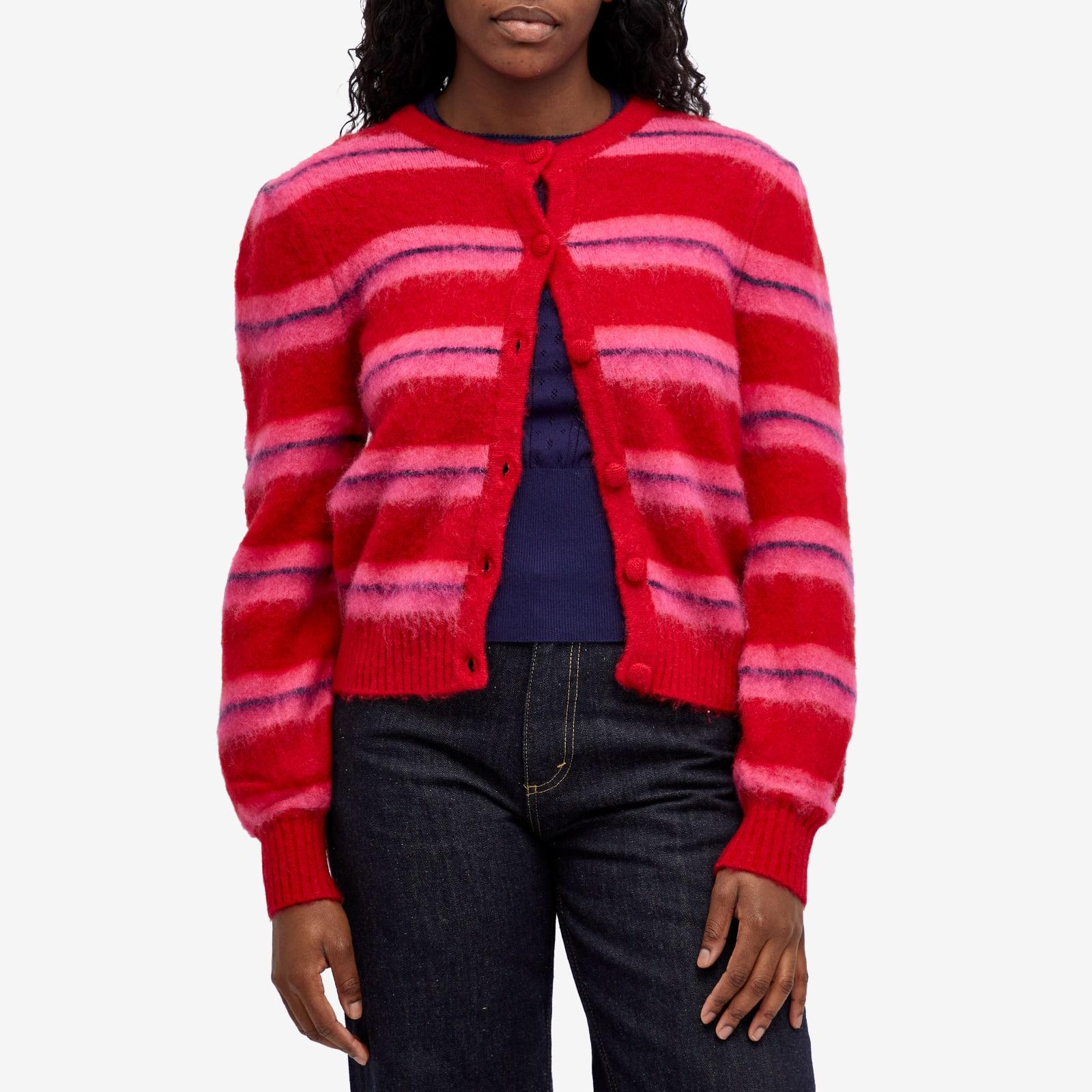 Damson Madder Cece Stripe Cardigan in Red | Lyst