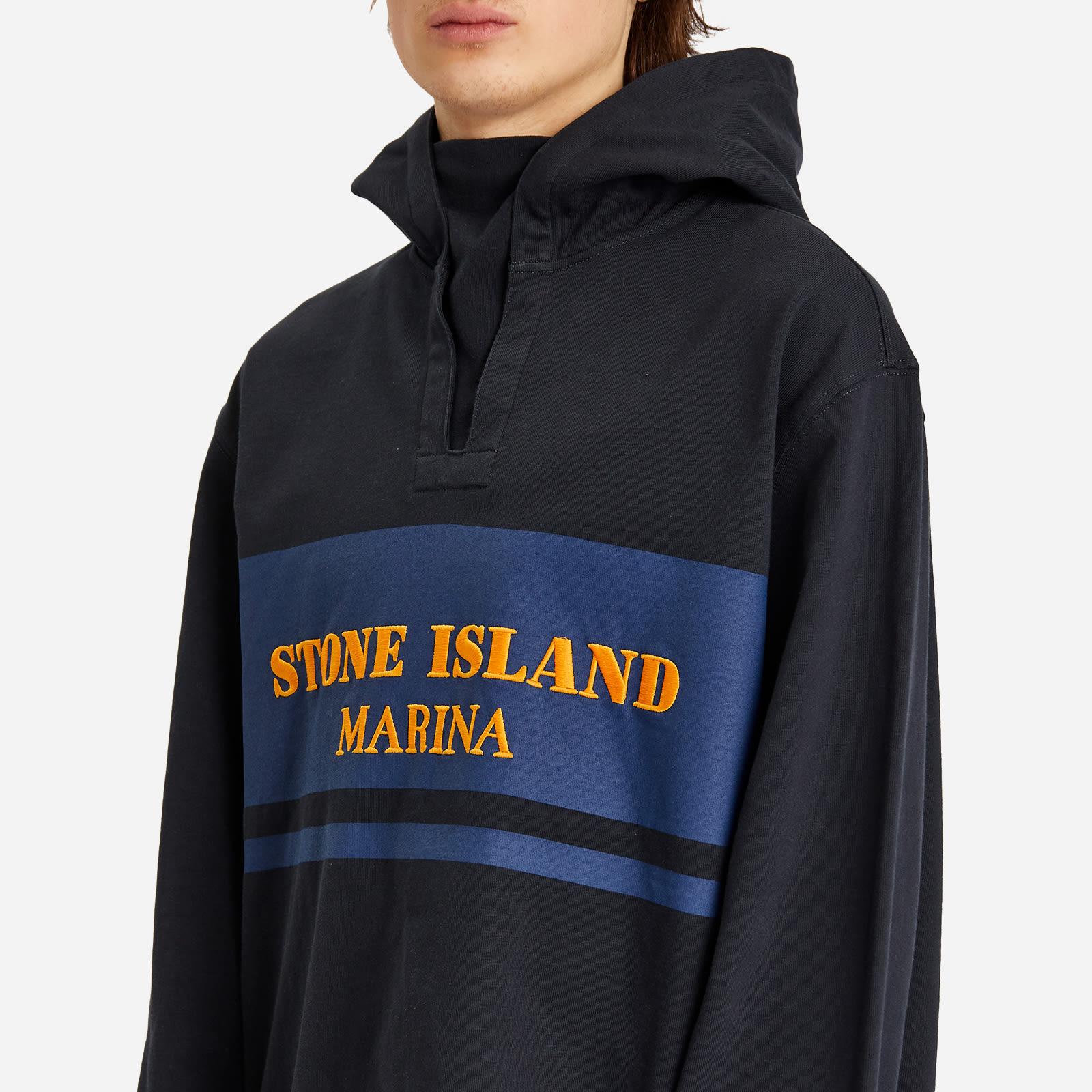 Stone Island Marina Stripe Logo Hoodie in Blue for Men | Lyst