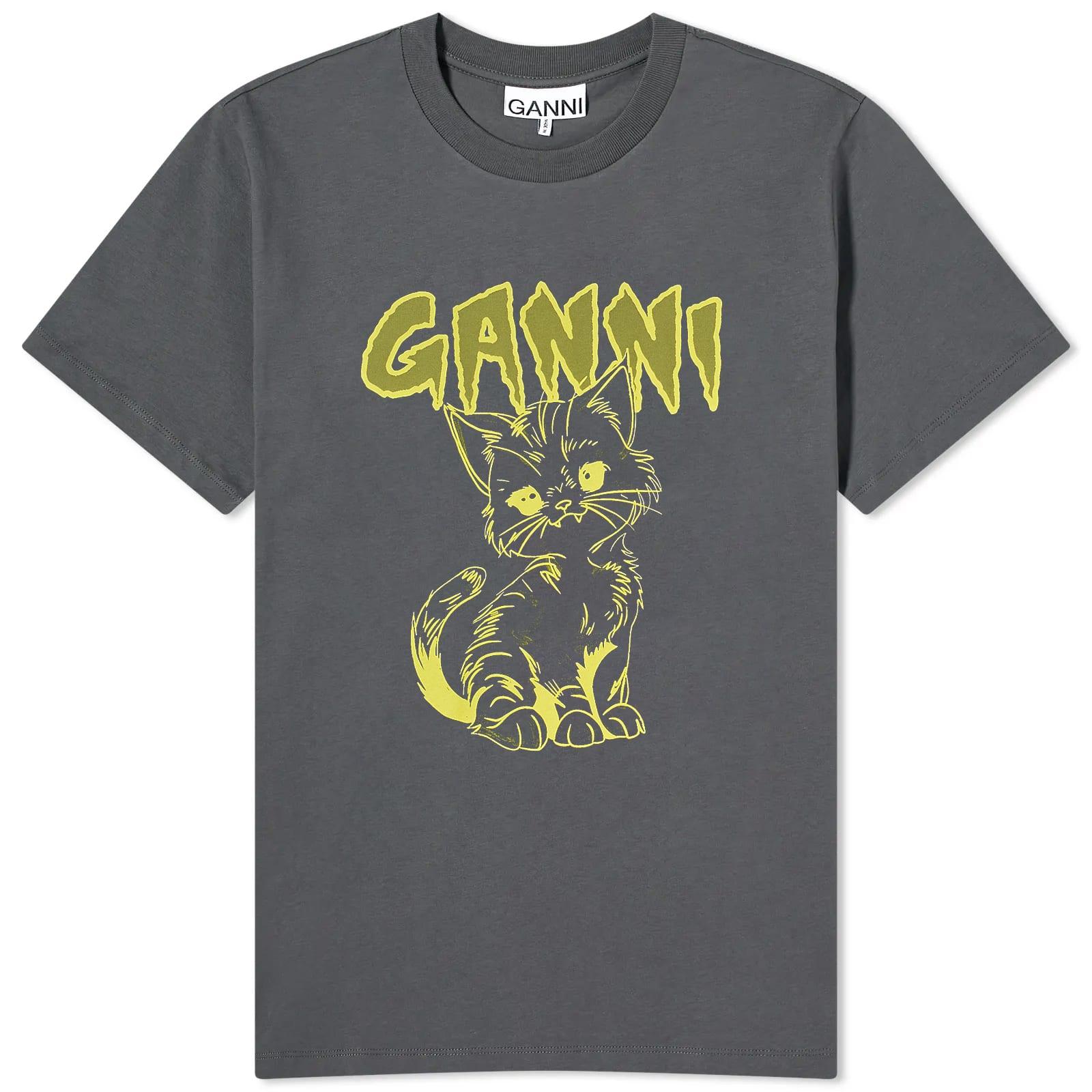 Ganni Kitty Relaxed T-Shirt in Grey | Lyst UK