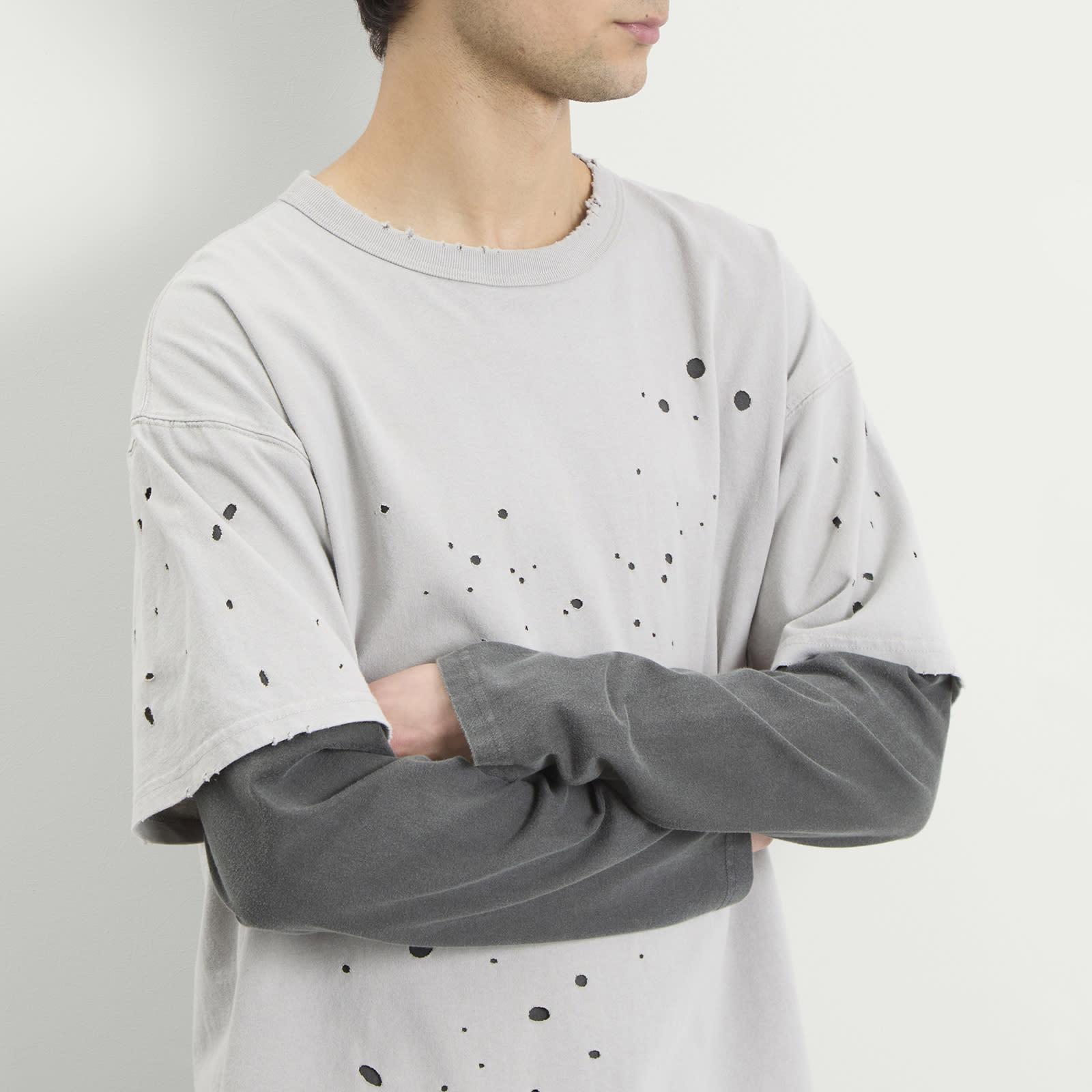 Beams Plus Layered Damage Long Sleeve T-Shirt in Gray for Men | Lyst