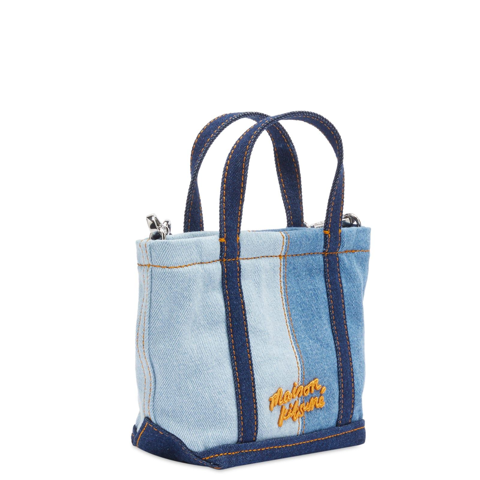 Maison Kitsuné Fox Head Mini Denim Tote Bag in Blue | Lyst