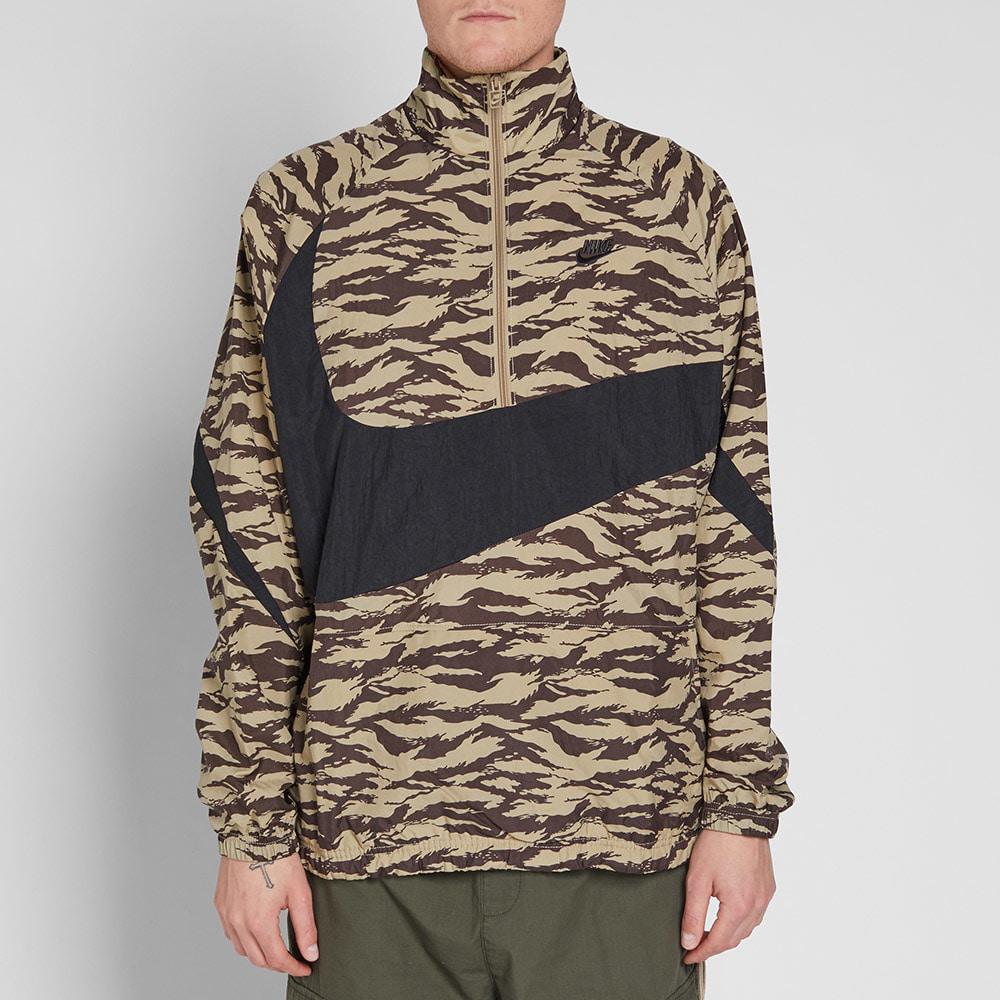 Download Nike Synthetic Aop Swoosh Half Zip Woven Jacket in Green ...