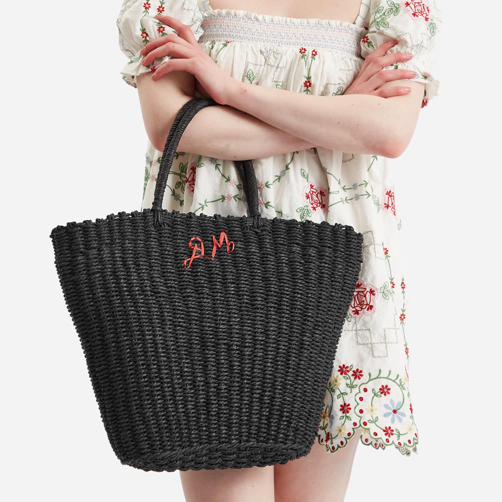 Damson Madder Straw Market Bag in Black | Lyst