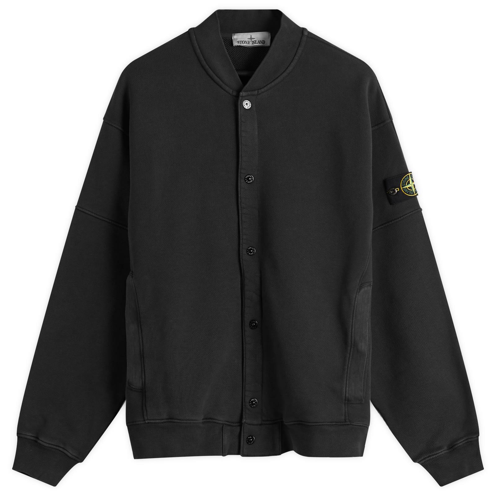 Stone Island Old Effect Fleece Bomber Jacket in Black for