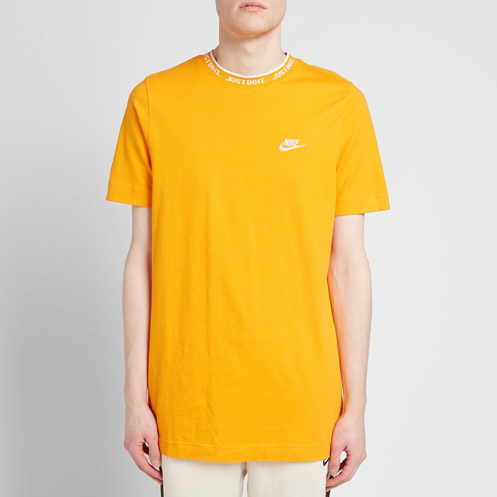 orange nike shirt just do it