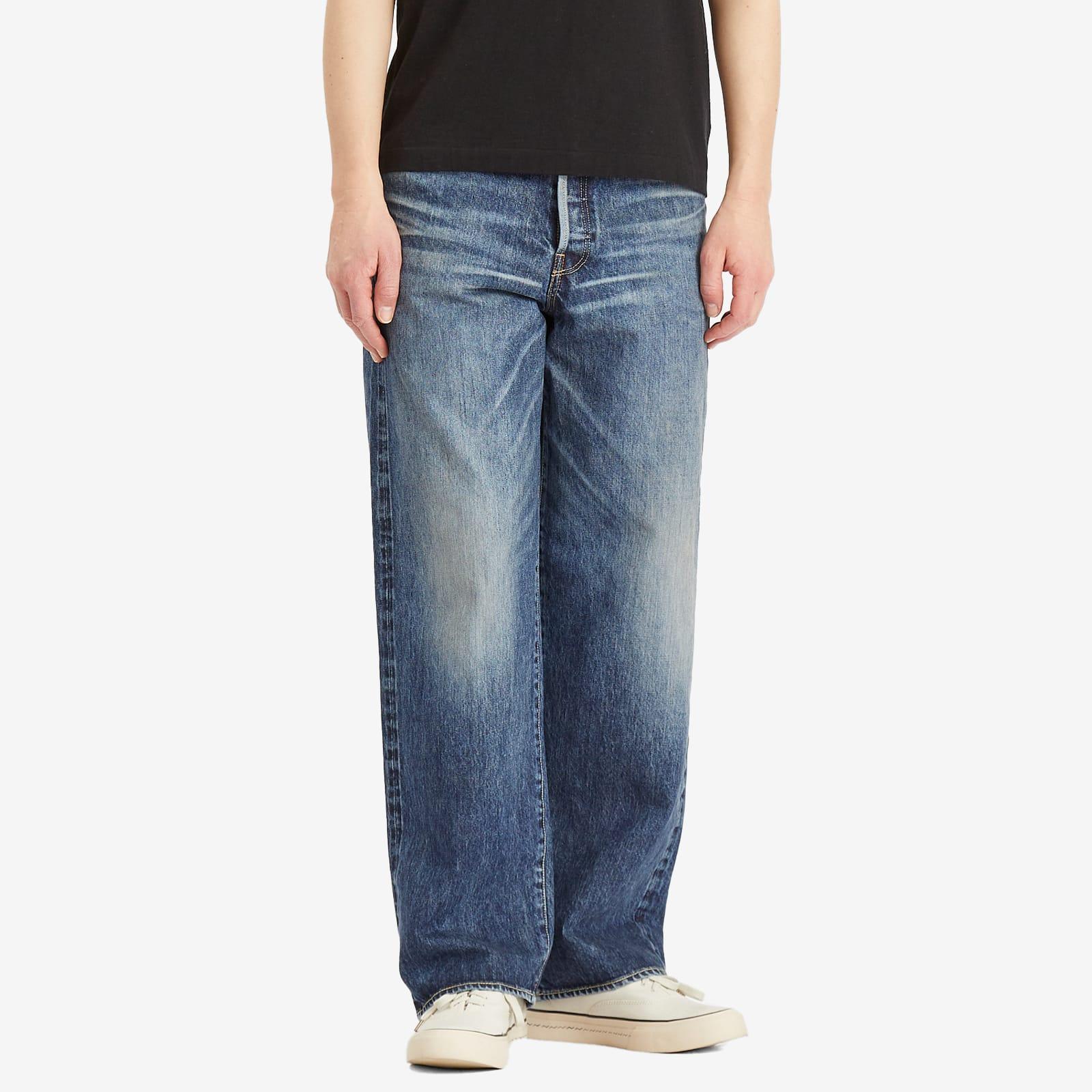 Visvim Social Sculpture 01 14 Oz Wide Leg Damaged 42 Jeans in Blue