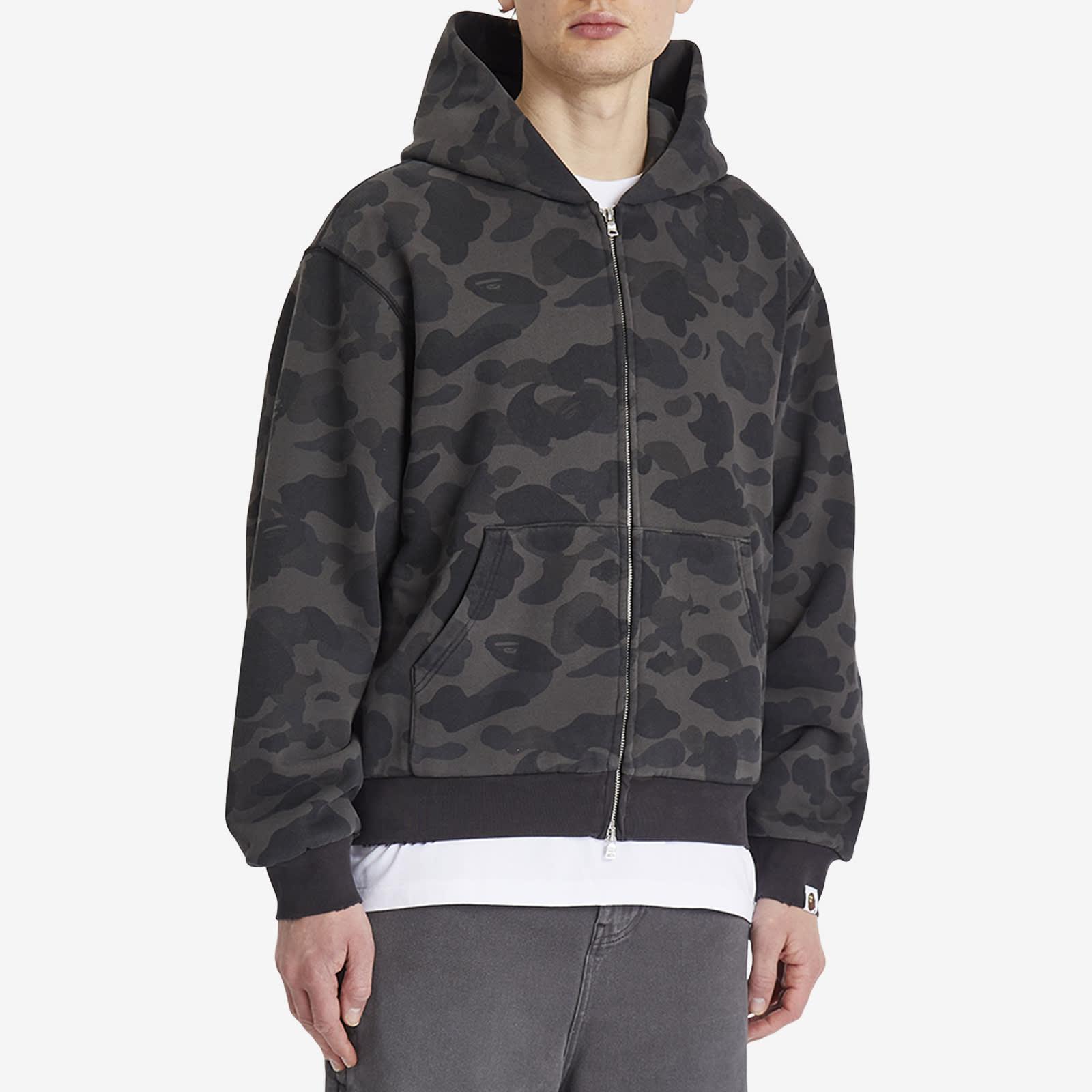 1STCAMOHEAVY WASH CROPPED FIT ZIP HOODIE