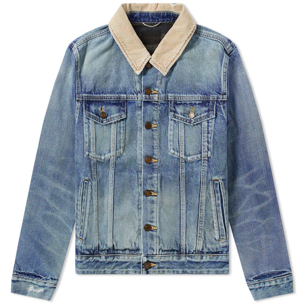 saint laurent corduroy collar denim jacket
