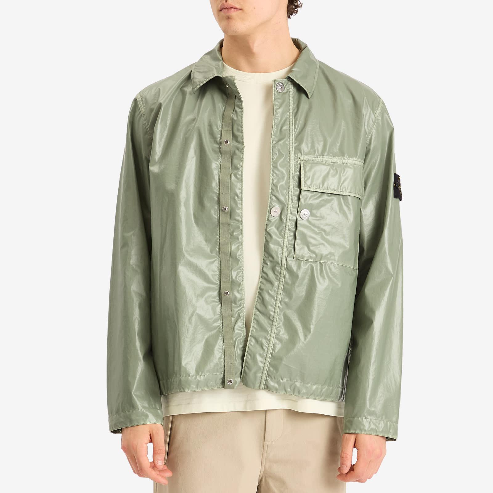 Stone Island Mussola Gommata-Tc Shirt Jacket in Green for Men | Lyst