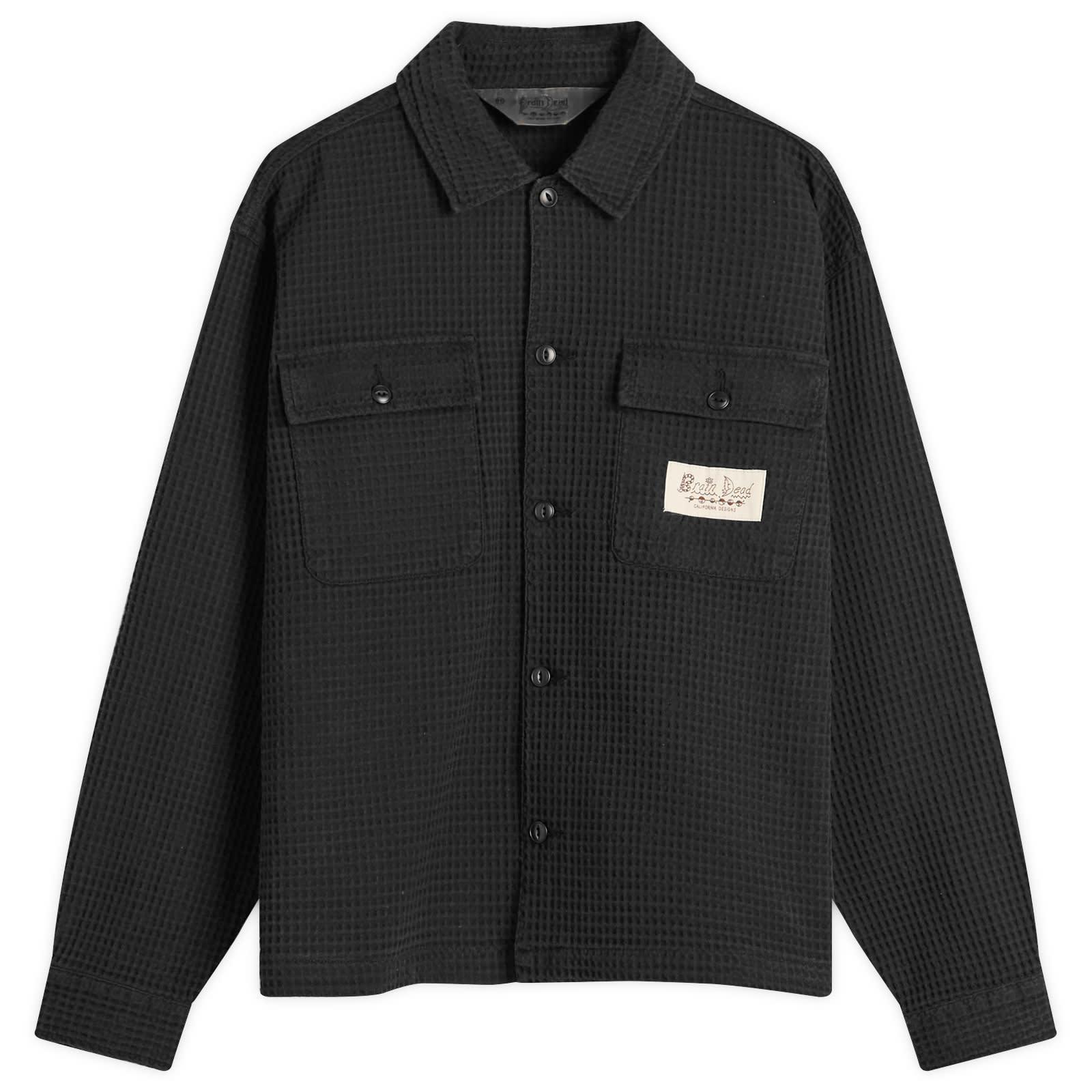 Brain Dead Waffle Button Front Overshirt in Black for Men | Lyst