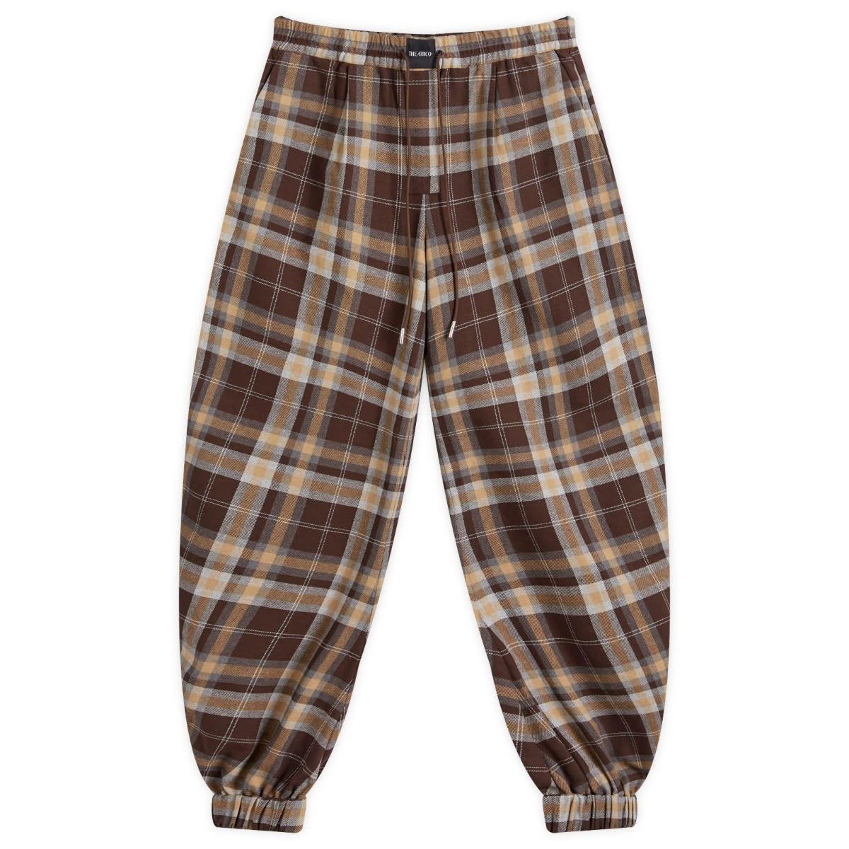 The Attico Long Checked Pants in Brown | Lyst