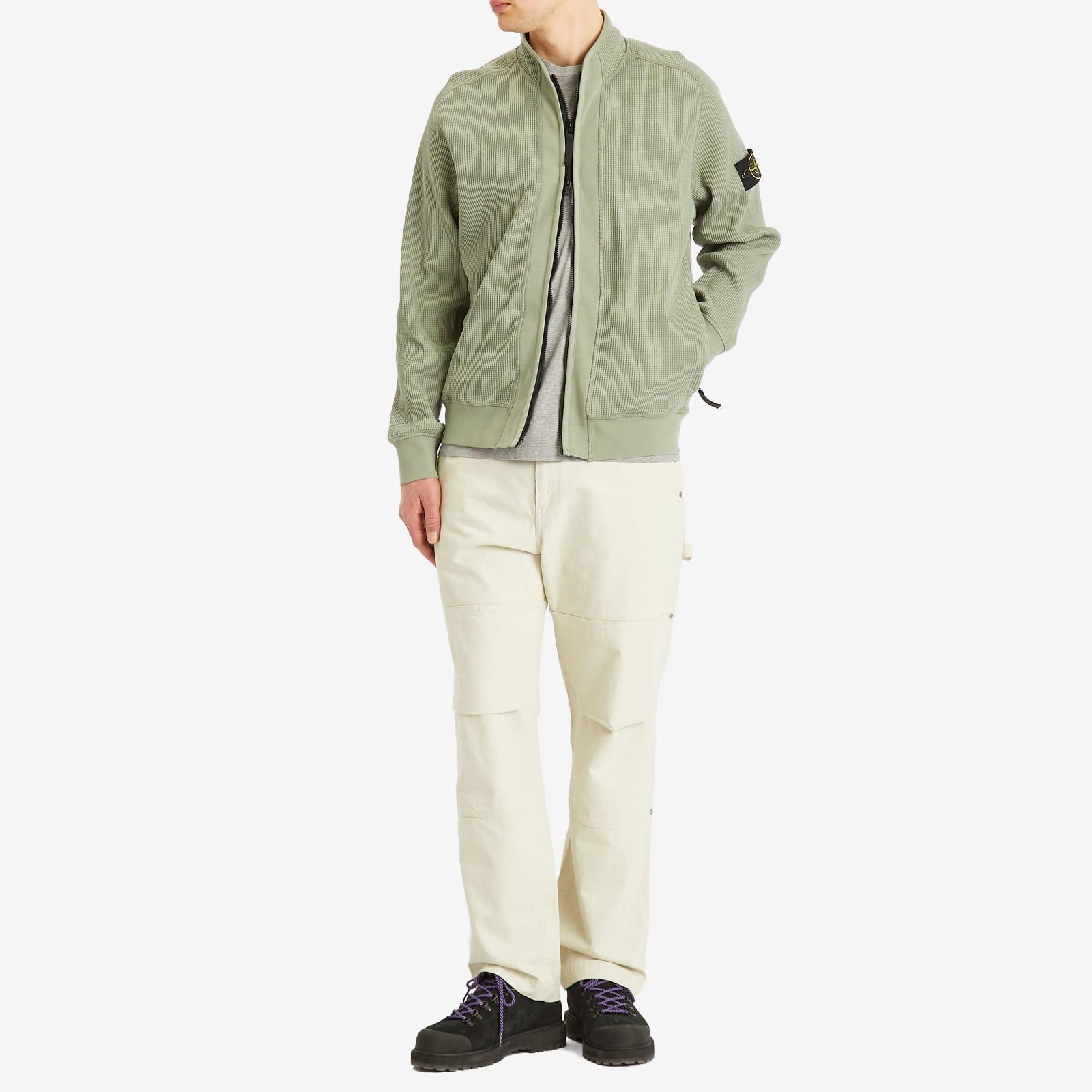 Stone Island Waffle Full Zip Sweatshirt in Green for Men | Lyst