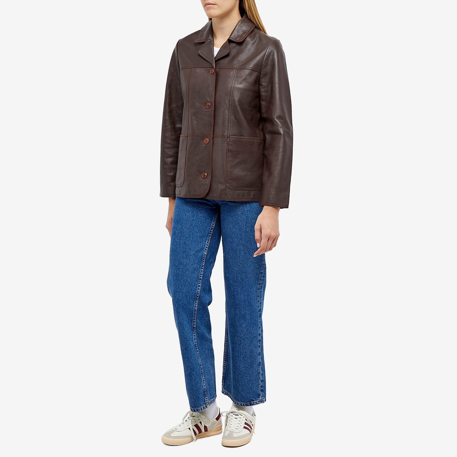 Saga leather blazer dark brown Clearance