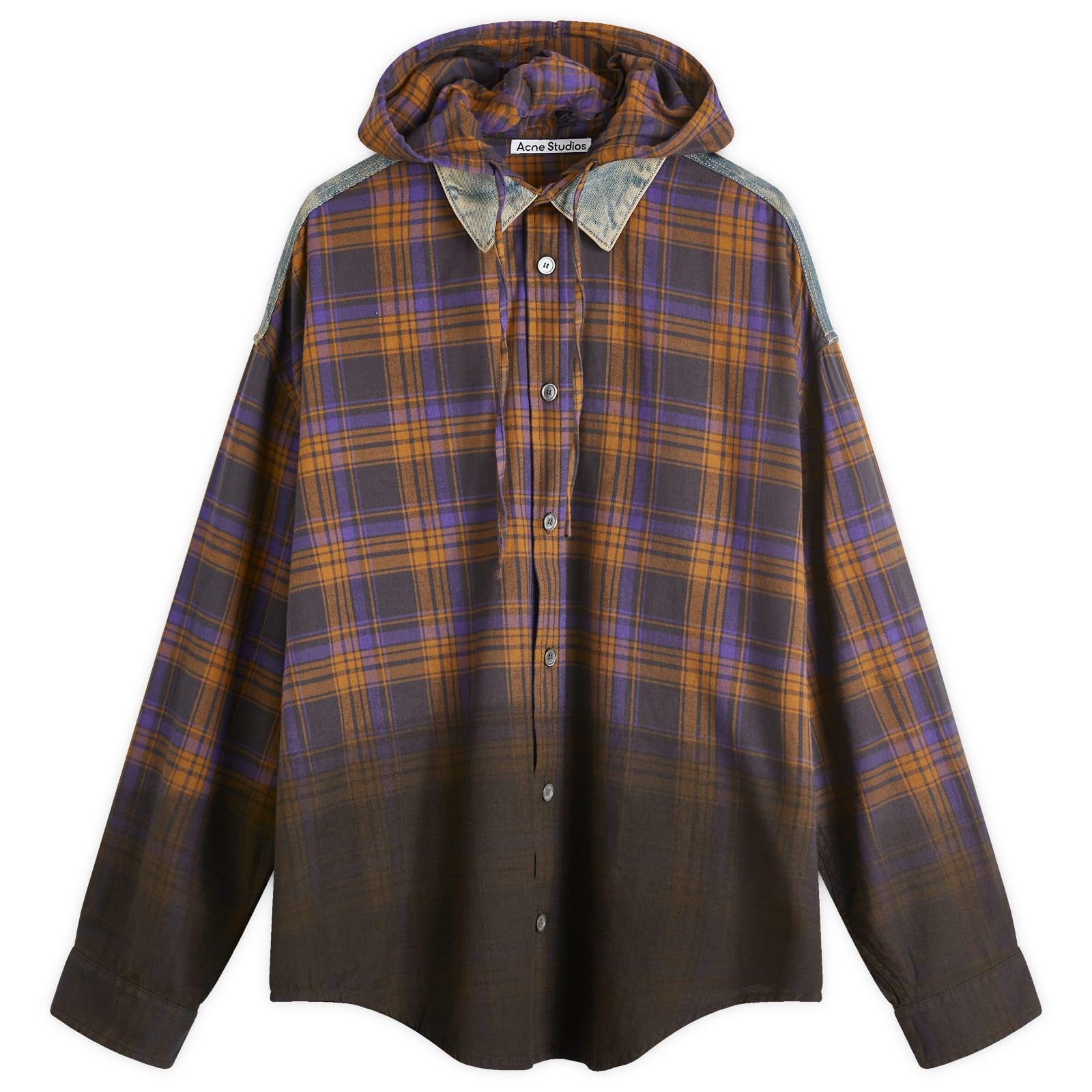 Acne Studios Saffia Washed Flannel Check Overshirt in Brown