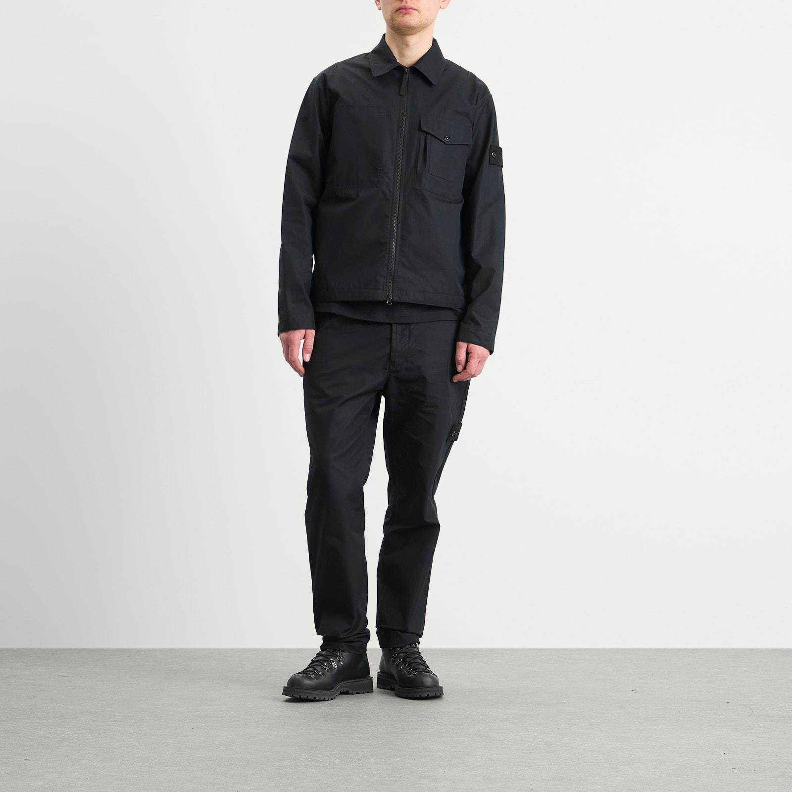 Stone Island Ghost Cotton Canvas Zip Shirt Jacket in Black for Men