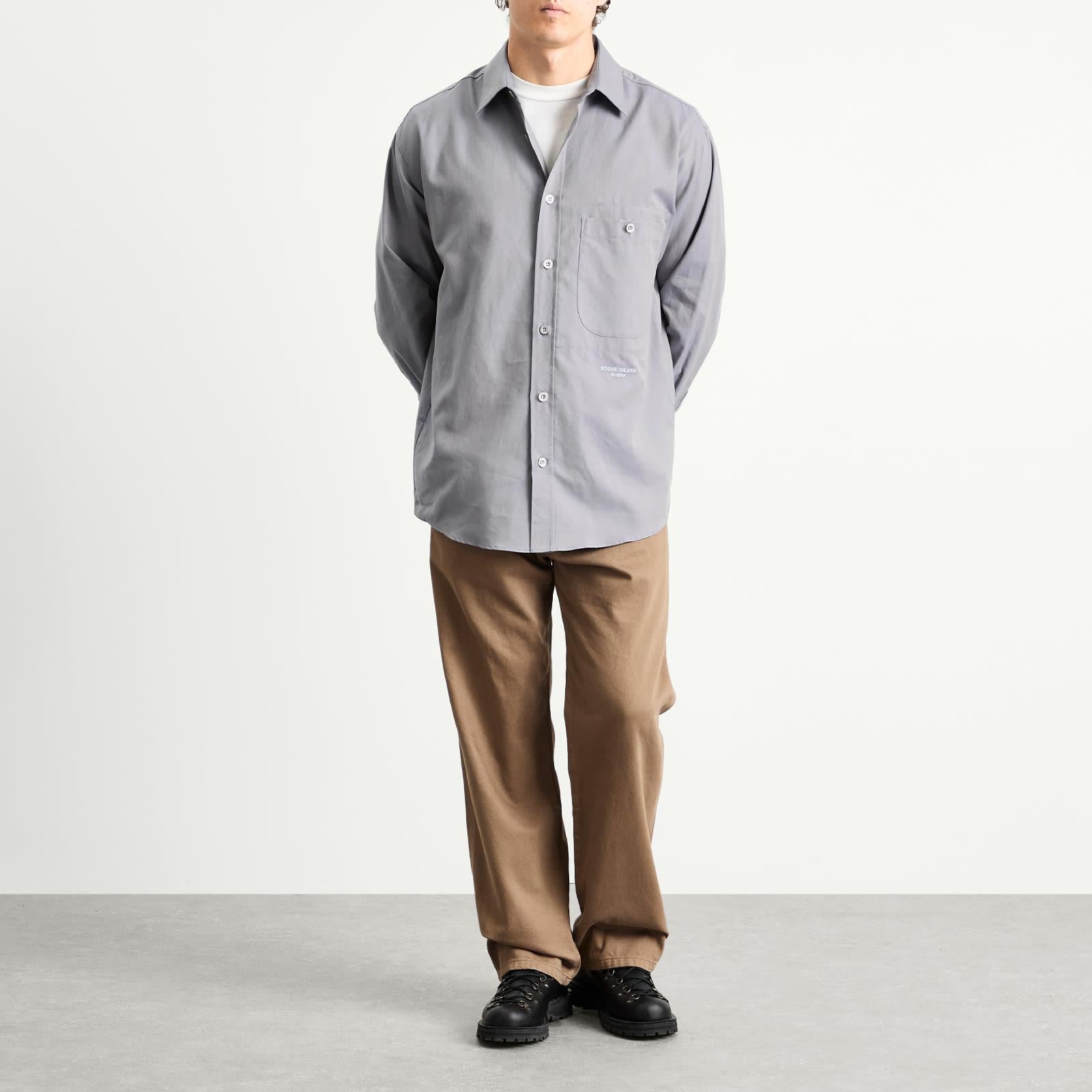 Stone Island Marina Oxford Overshirt in Grey for Men | Lyst UK