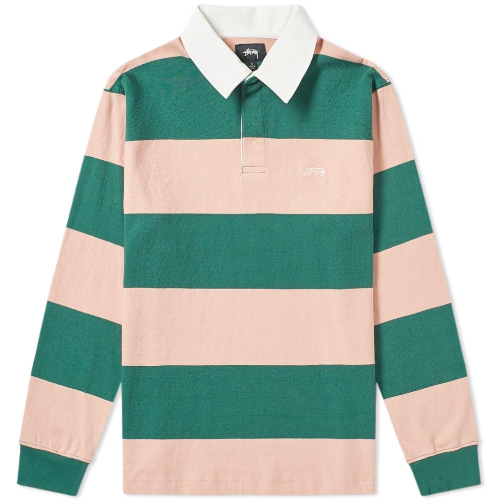 Stussy Cotton Ralphie Stripe Rugby Shirt in Green for Men | Lyst