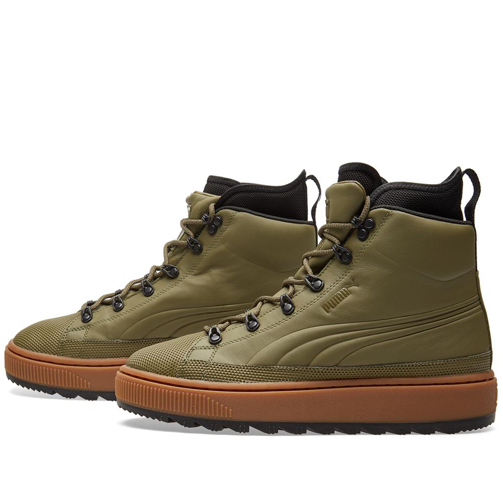 PUMA The Leather Sneaker Boots in Green for Men | Lyst
