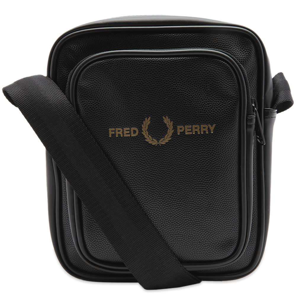 Fred Perry Scotch Grain Pu Side Bag in Black for Men | Lyst