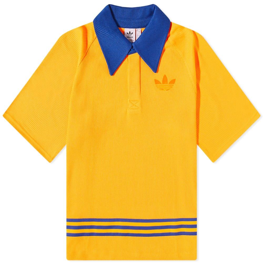 adidas Adicolor 70s Knit Polo Shirt in Yellow | Lyst