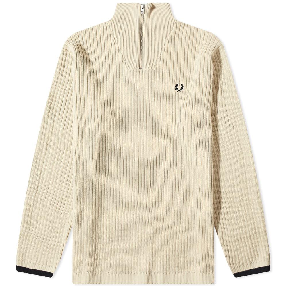 Fred Perry Textured Funnel Neck Jumper in Natural for Men | Lyst