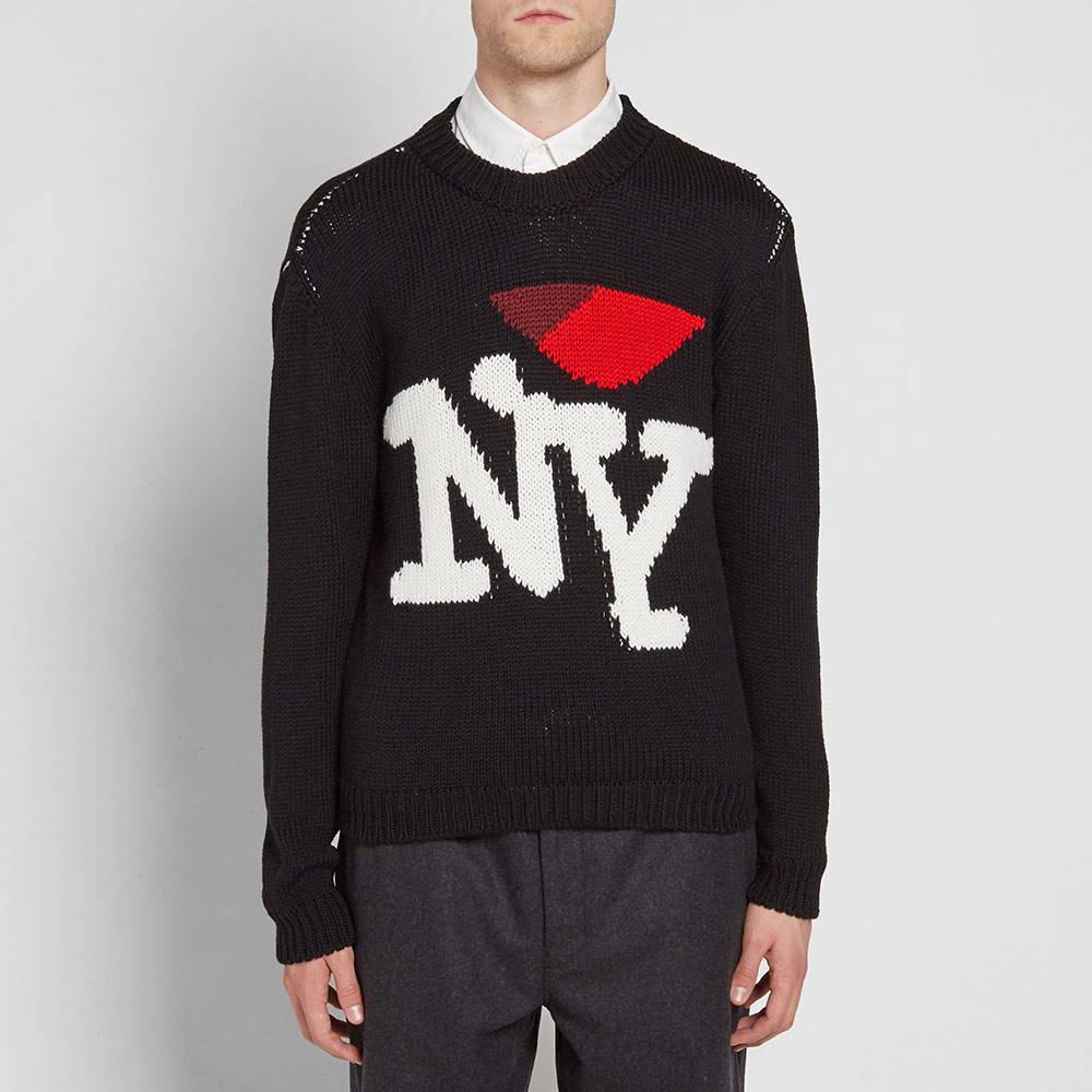 Raf Simons Wool Ny Embroidered Knit Sweater in Black for Men - Lyst