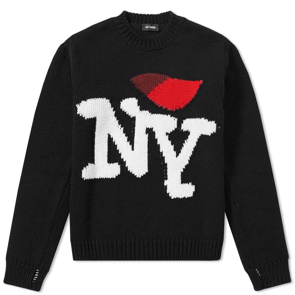 Raf Simons Wool Ny Embroidered Knit Sweater in Black for Men - Lyst